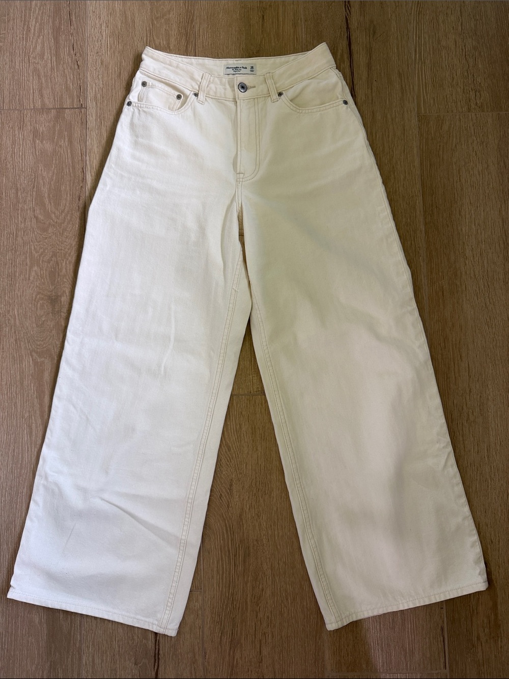 Abercrombie & Fitch Cream Wide-Leg Jeans